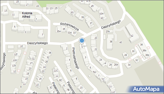 Katowice, Pietrusińskiego Jana, 1, mapa Katowic