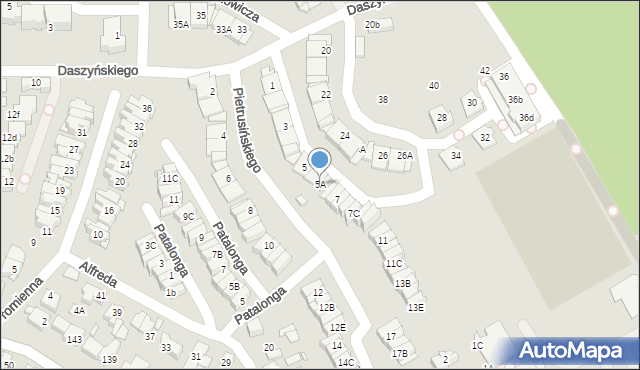 Katowice, Pietrusińskiego Jana, 5A, mapa Katowic