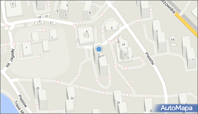 Katowice, Piastów, 10, mapa Katowic