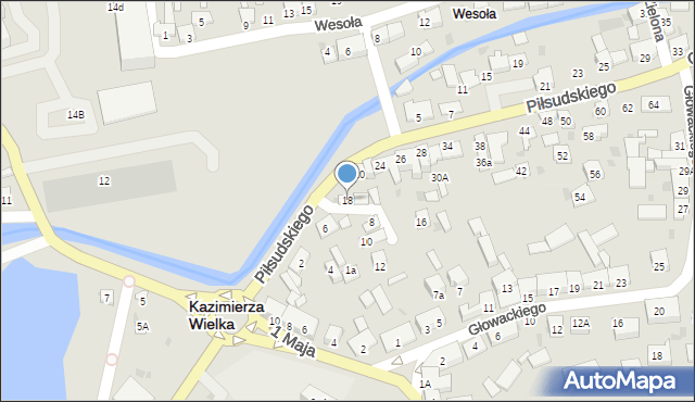 Kazimierza Wielka, Piłsudskiego Józefa, marsz., 18, mapa Kazimierza Wielka