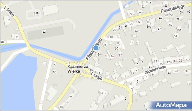 Kazimierza Wielka, Piłsudskiego Józefa, marsz., 2A, mapa Kazimierza Wielka