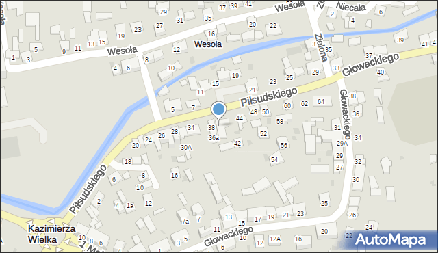 Kazimierza Wielka, Piłsudskiego Józefa, marsz., 40, mapa Kazimierza Wielka