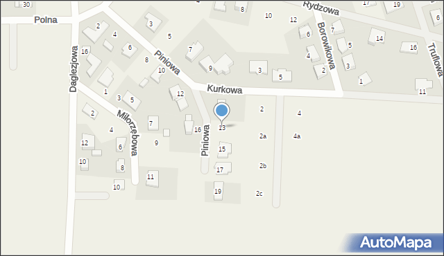 Kaźmierz, Piniowa, 13, mapa Kaźmierz