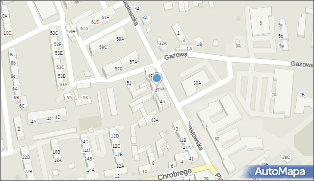 Kędzierzyn-Koźle, Piastowska, 47, mapa Kędzierzyna-Koźle