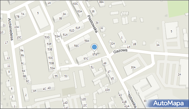 Kędzierzyn-Koźle, Piastowska, 57A, mapa Kędzierzyna-Koźle