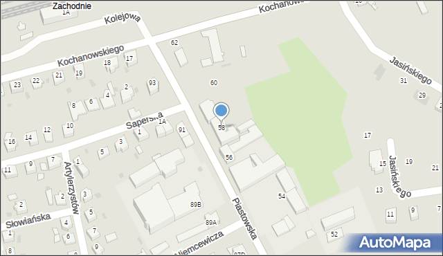 Kędzierzyn-Koźle, Piastowska, 58, mapa Kędzierzyna-Koźle