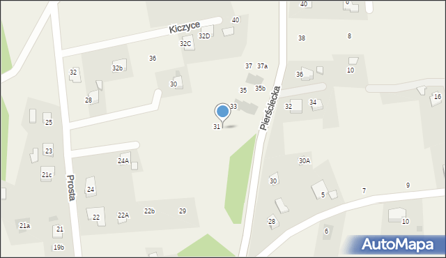 Kiczyce, Pierściecka, 31a, mapa Kiczyce