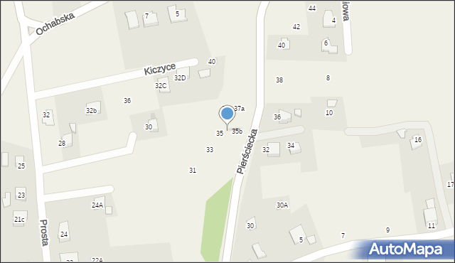 Kiczyce, Pierściecka, 35a, mapa Kiczyce