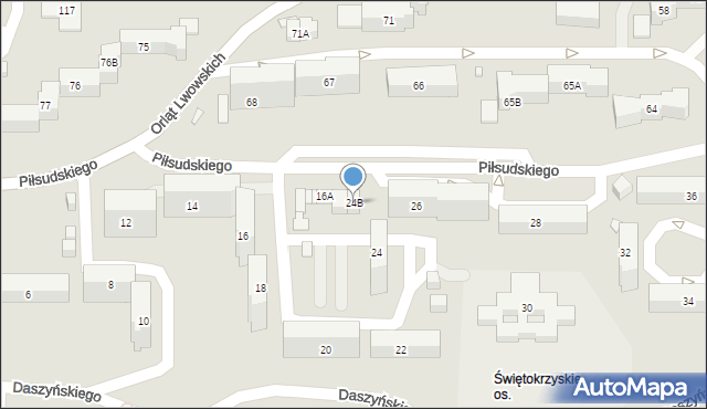 Kielce, Piłsudskiego Józefa, marsz., 24B, mapa Kielc