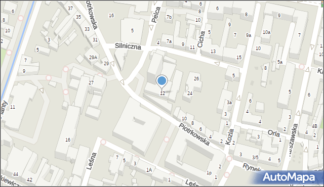 Kielce, Piotrkowska, 12, mapa Kielc