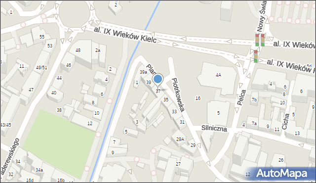 Kielce, Piotrkowska, 37, mapa Kielc