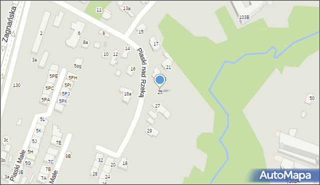 Kielce, Piaski nad Rzeką, 25, mapa Kielc