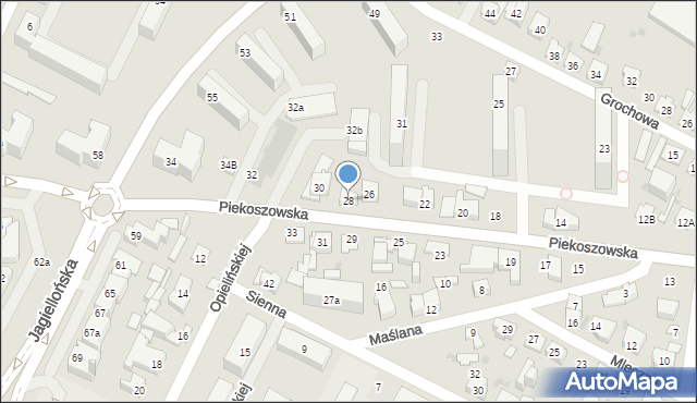 Kielce, Piekoszowska, 28, mapa Kielc
