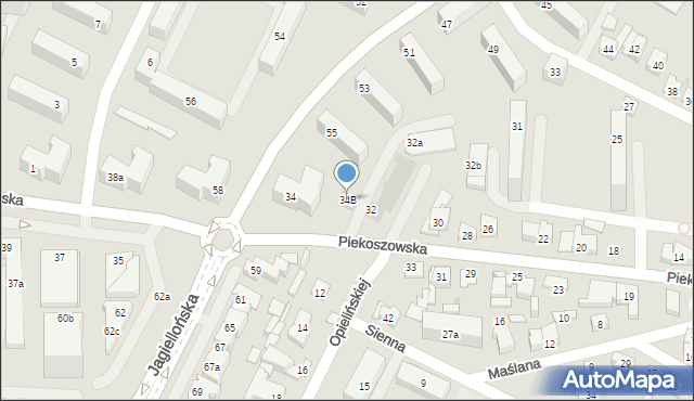 Kielce, Piekoszowska, 34B, mapa Kielc