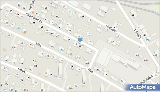 Kielce, Piramowicza Grzegorza, ks., 11, mapa Kielc