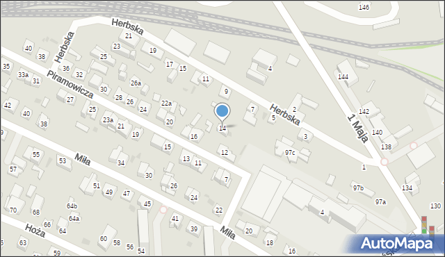 Kielce, Piramowicza Grzegorza, ks., 14, mapa Kielc