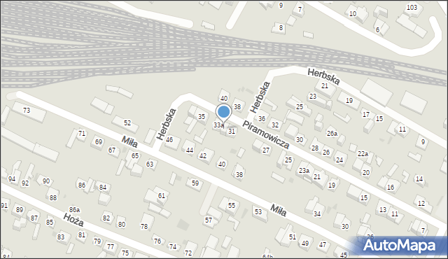 Kielce, Piramowicza Grzegorza, ks., 33, mapa Kielc
