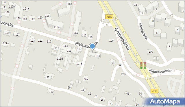 Kielce, Piekoszowska, 105, mapa Kielc