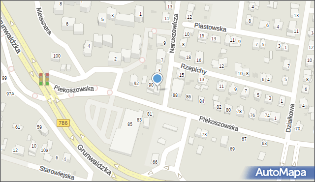 Kielce, Piekoszowska, 90a, mapa Kielc
