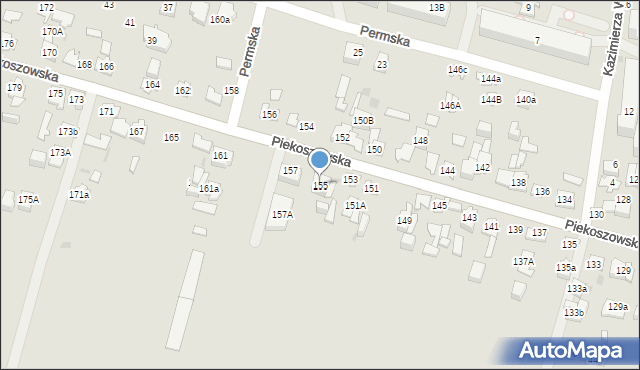 Kielce, Piekoszowska, 155, mapa Kielc