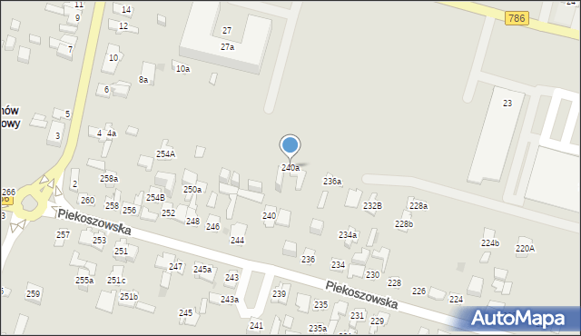 Kielce, Piekoszowska, 240a, mapa Kielc