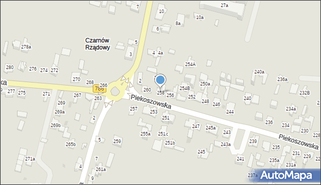Kielce, Piekoszowska, 258, mapa Kielc