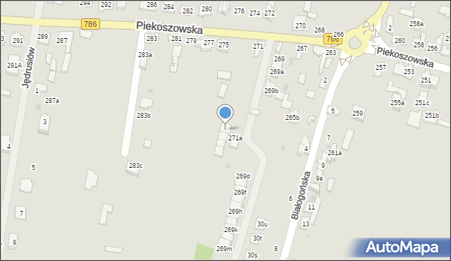 Kielce, Piekoszowska, 273a, mapa Kielc