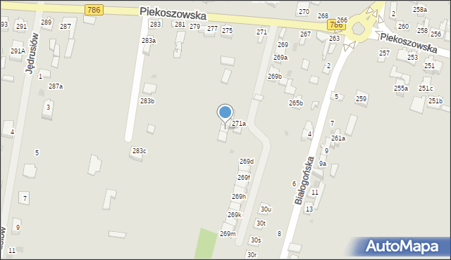 Kielce, Piekoszowska, 273c, mapa Kielc