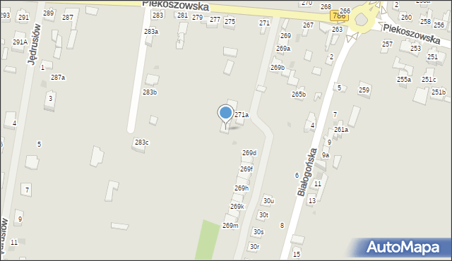 Kielce, Piekoszowska, 273d, mapa Kielc