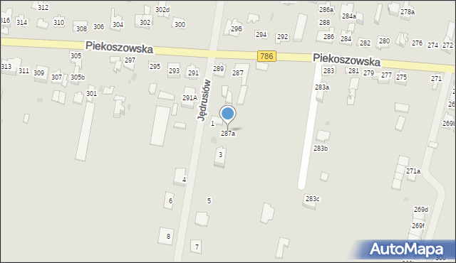 Kielce, Piekoszowska, 287a, mapa Kielc