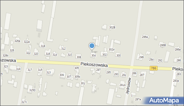 Kielce, Piekoszowska, 304a, mapa Kielc