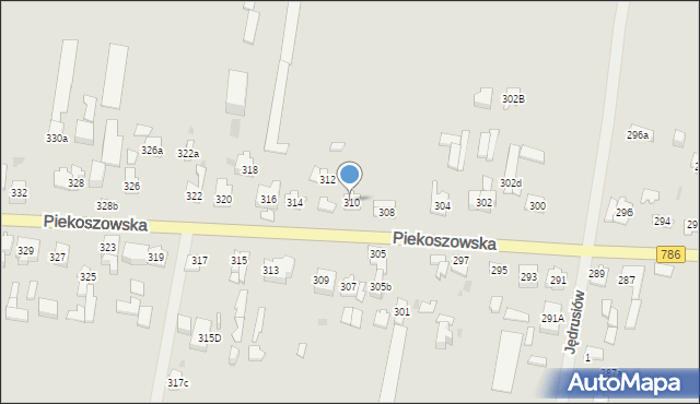 Kielce, Piekoszowska, 310, mapa Kielc