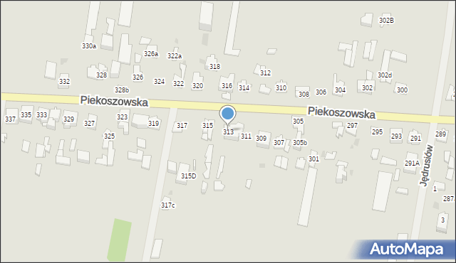 Kielce, Piekoszowska, 313, mapa Kielc