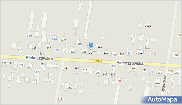 Kielce, Piekoszowska, 314, mapa Kielc