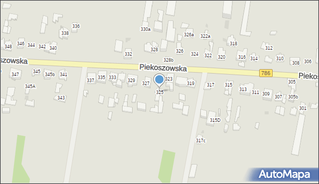 Kielce, Piekoszowska, 325, mapa Kielc