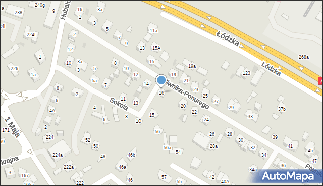 Kielce, Piwnika-Ponurego Jana, mjr., 16, mapa Kielc