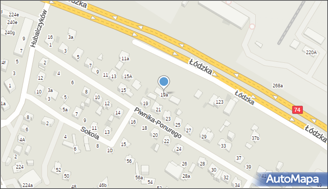 Kielce, Piwnika-Ponurego Jana, mjr., 19a, mapa Kielc