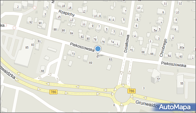 Kielce, Piekoszowska, 67, mapa Kielc