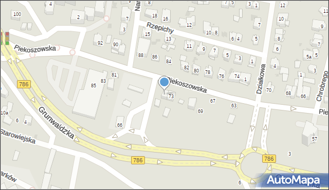 Kielce, Piekoszowska, 75, mapa Kielc