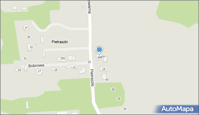 Kielce, Pietraszki, 44A, mapa Kielc