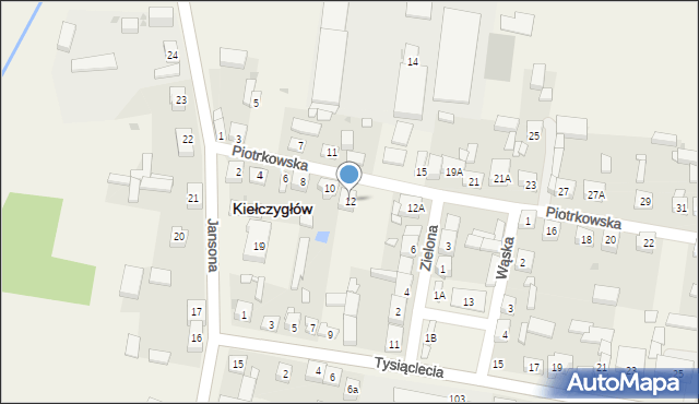 Kiełczygłów, Piotrkowska, 12, mapa Kiełczygłów