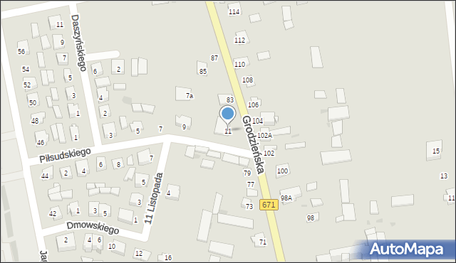 Knyszyn, Piłsudskiego Józefa, marsz., 11, mapa Knyszyn