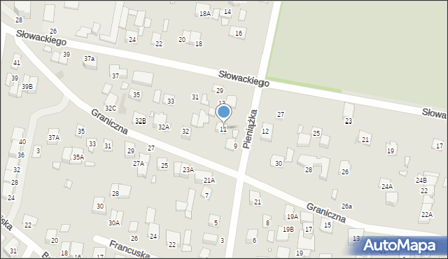 Kobyłka, Pieniążka Kazimierza, ks., 11, mapa Kobyłka