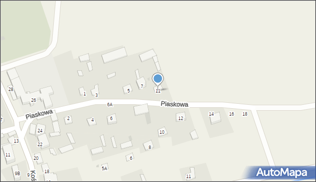 Kołaki Kościelne, Piaskowa, 11, mapa Kołaki Kościelne