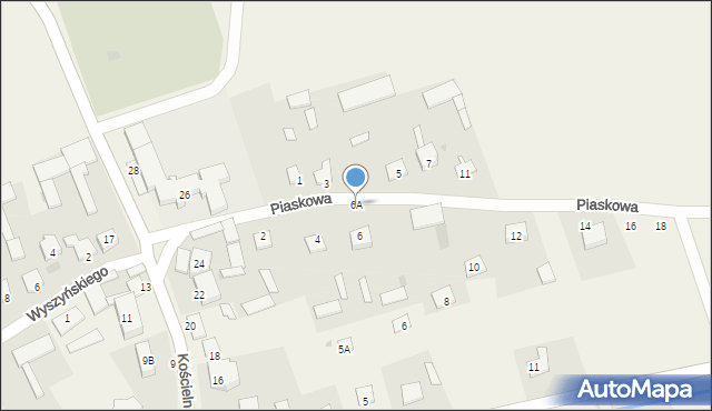 Kołaki Kościelne, Piaskowa, 6A, mapa Kołaki Kościelne