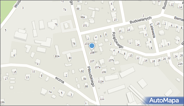 Kolbuszowa, Piłsudskiego Józefa, marsz., 105, mapa Kolbuszowa