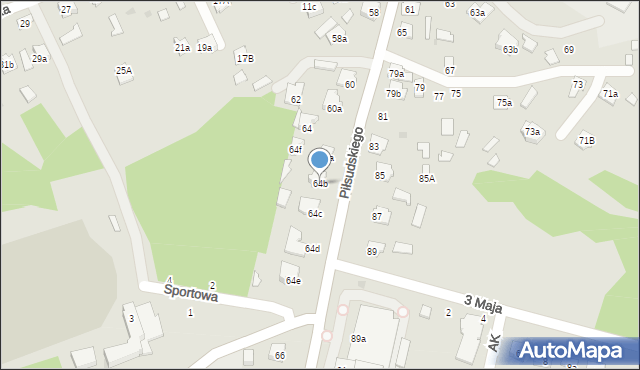 Kolbuszowa, Piłsudskiego Józefa, marsz., 64b, mapa Kolbuszowa