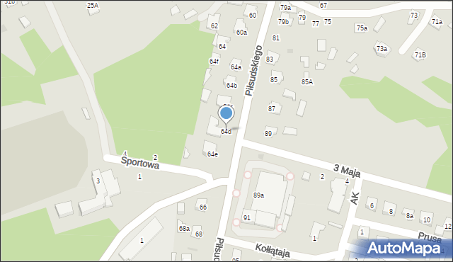 Kolbuszowa, Piłsudskiego Józefa, marsz., 64d, mapa Kolbuszowa