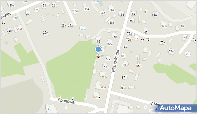 Kolbuszowa, Piłsudskiego Józefa, marsz., 64f, mapa Kolbuszowa