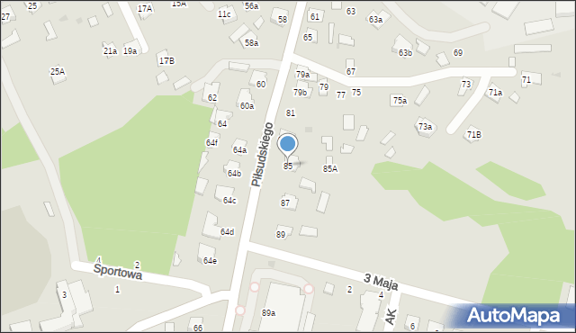 Kolbuszowa, Piłsudskiego Józefa, marsz., 85, mapa Kolbuszowa